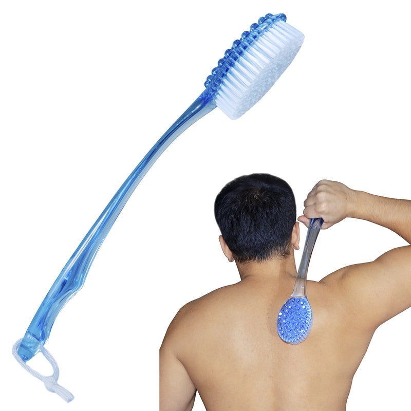 BNYD Bath Brush 14" Long Shower Body Back Scrubber Massager (Blue) - Image 1
